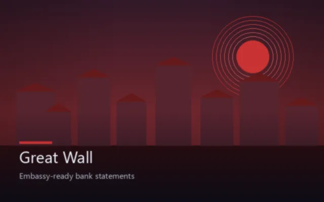Great Wall inspired scene for China tourist visa funds