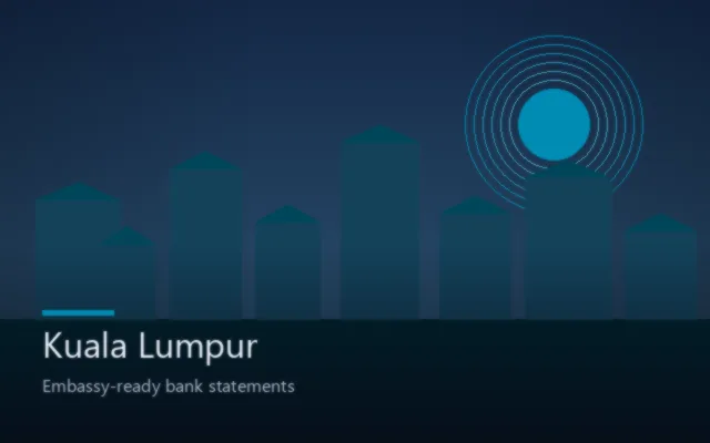 Kuala Lumpur skyline for Malaysia eVisa bank statements