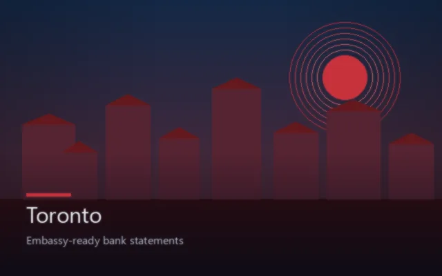 Toronto skyline for Canada visa proof of funds