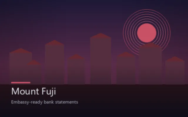 Mount Fuji inspired scene for Japan visa statements